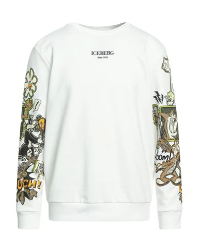 Iceberg Man Sweatshirt White Size Xxl Cotton, Polyester