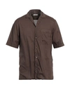 Paolo Pecora Man Shirt Dark Brown Size 17 Cotton