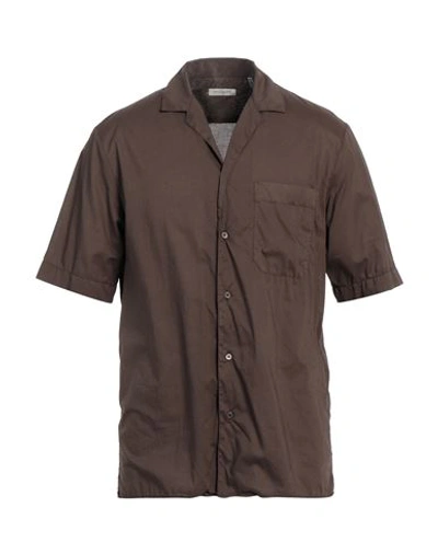 Paolo Pecora Man Shirt Dark Brown Size 17 Cotton