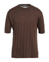 Daniele Fiesoli Man Sweater Brown Size L Linen, Organic Cotton