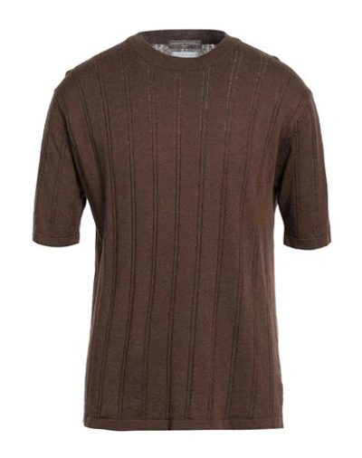 Daniele Fiesoli Man Sweater Brown Size M Linen, Organic Cotton