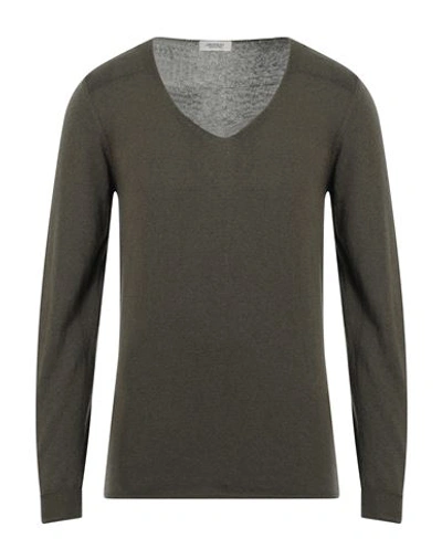 Crossley Man Sweater Military Green Size Xl Cotton In Green