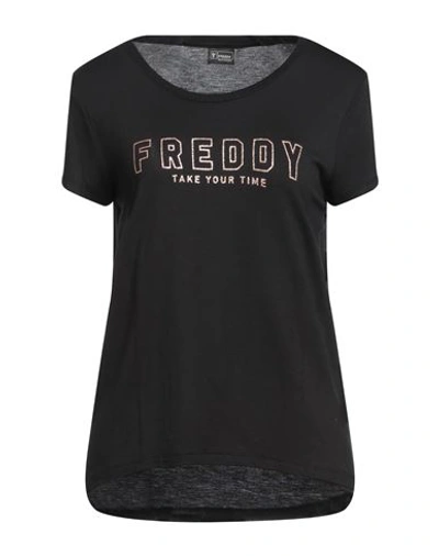 Freddy Woman T-shirt Black Size S Viscose, Elastane