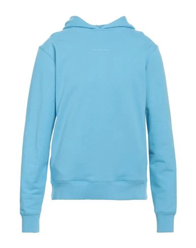 Sandro Man Sweatshirt Azure Size L Cotton In Blue