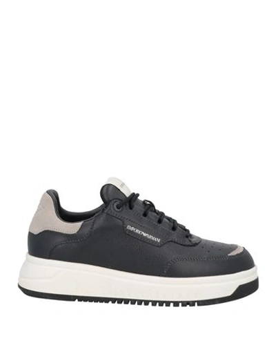 Emporio Armani Man Sneakers Black Size 8 Soft Leather