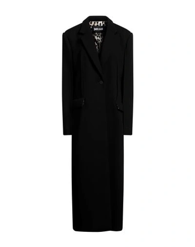 Just Cavalli Woman Coat Black Size 14 Polyester, Viscose, Elastane