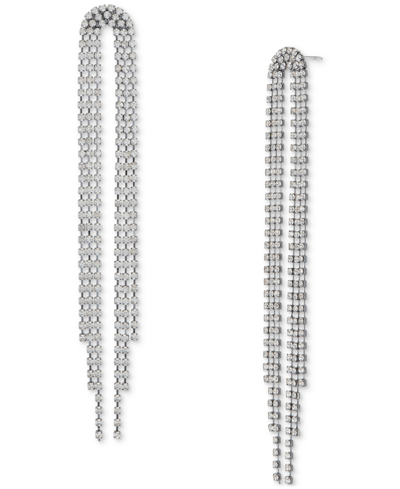 Lucky Brand Gunmetal-tone Crystal Fringe Statement Earrings In Silver
