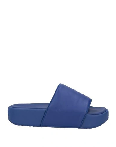 Y-3 Man Sandals Blue Size 4 Leather