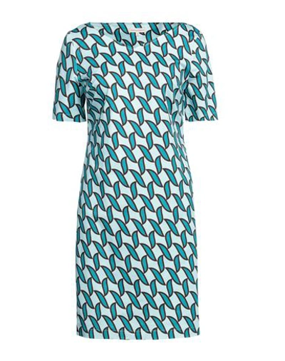 Camicettasnob Woman Mini Dress Turquoise Size 10 Cotton, Elastane In Blue