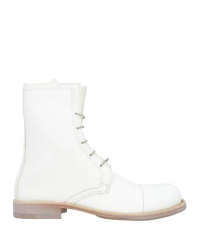 Moma Woman Ankle Boots Ivory Size 8 Leather In White