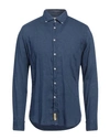 B.d.baggies B. D.baggies Man Shirt Blue Size M Linen In Navy Blue