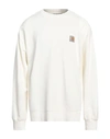 Carhartt Man Sweatshirt Ivory Size Xl Cotton, Elastane In White