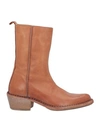 Moma Woman Ankle Boots Tan Size 6 Leather In Brown