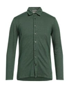 Daniele Fiesoli Man Shirt Dark Green Size S Linen, Elastane