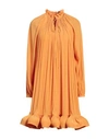 Lanvin Charmeuse Ruffled Hem Minidress In Mandarin