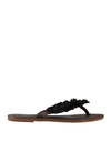Giulia Taddeucci Woman Thong Sandal Black Size 7 Soft Leather