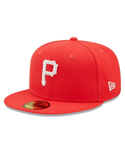 NEW ERA MEN'S NEW ERA RED PITTSBURGH PIRATES LAVA HIGHLIGHTER LOGO 59FIFTY FITTED HAT