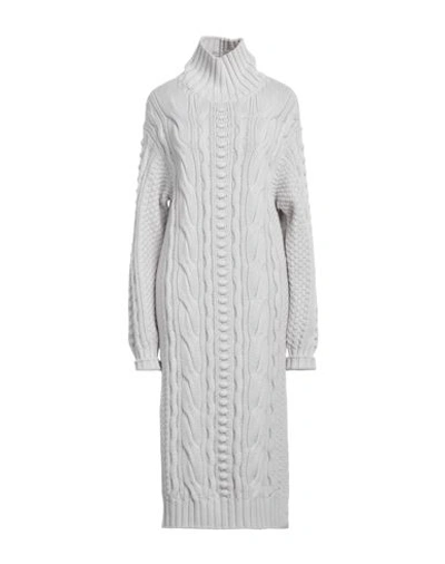 Liviana Conti Woman Midi Dress Light Grey Size 6 Virgin Wool