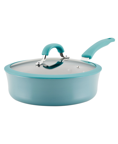 Rachael Ray Cook + Create Aluminum Nonstick Saute Pan With Lid, 3 Quart In Agave Blue