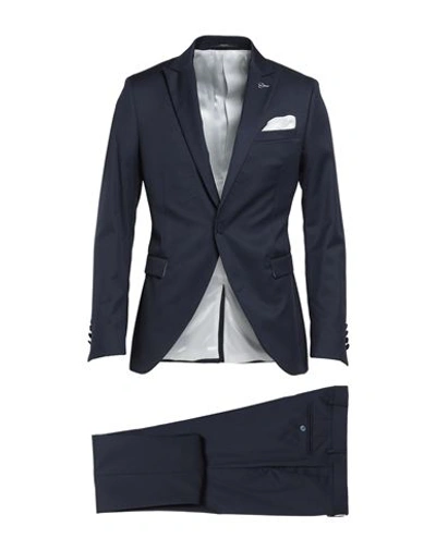 Paoloni Man Suit Midnight Blue Size 46 Virgin Wool