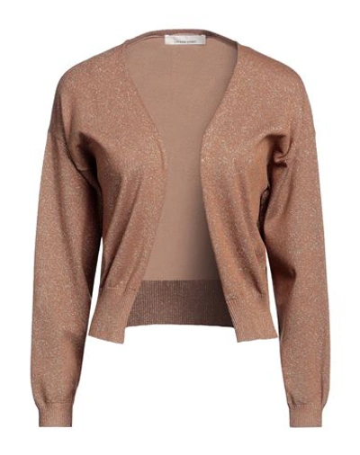 Liviana Conti Woman Cardigan Camel Size 6 Viscose, Polyester, Polyamide, Metal In Beige