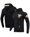 Pro Standard Black Pittsburgh Penguins Classic Chenille Full-zip Hoodie Jacket In Black
