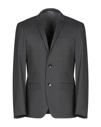 Calvin Klein Man Blazer Charcoal Size 42 Wool, Elastane In Grey