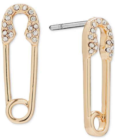 Lucky Brand Gold-tone Pave Safety Pin Drop Earrings