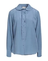 Paul & Joe Woman Shirt Light Blue Size 2 Silk