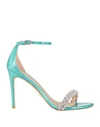 Stuart Weitzman Woman Sandals Turquoise Size 7.5 Regenerated Leather, Textile Fibers In Blue