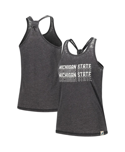 League Collegiate Wear Women's  Black Michigan State Spartans Stacked Name Racerback Tank Top