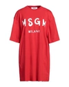 Msgm Woman Short Dress Coral Size M Cotton In Red