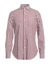 Barba Napoli Man Shirt Brown Size 17 Cotton In Red
