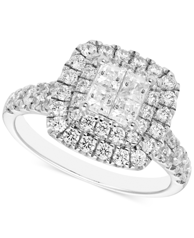 Macy's Diamond Princess Cluster Halo Ring (1-1/2 Ct. T.w.) In 14k White Gold