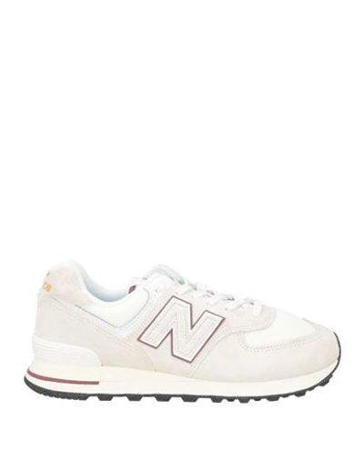 New Balance Man Sneakers Ivory Size 8 Soft Leather, Textile Fibers In Grey