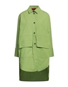 CO. GO CO. GO WOMAN OVERCOAT & TRENCH COAT GREEN SIZE 6 COTTON, ELASTANE