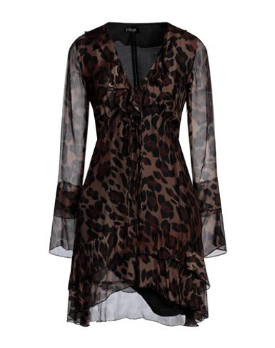 Liu •jo Woman Mini Dress Brown Size 4 Silk, Viscose