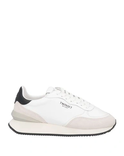 Twinset Woman Sneakers White Size 11 Soft Leather