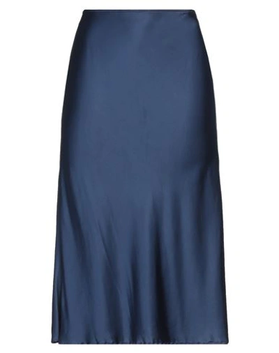 Camicettasnob Woman Midi Skirt Navy Blue Size 4 Viscose, Elastane In Navy Blue