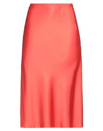 Camicettasnob Woman Midi Skirt Orange Size 12 Viscose, Elastane