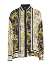 Versace Jeans Couture Multicolor Shirt With All-over Couture Logo And Stripe Print In Cotton Woman In White