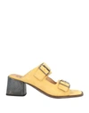MOMA MOMA WOMAN SANDALS MUSTARD SIZE 8 LEATHER