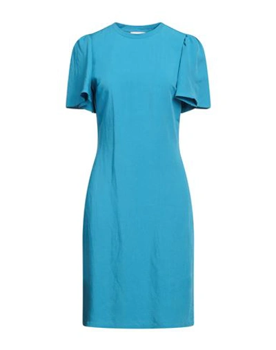 Camicettasnob Woman Midi Dress Azure Size 8 Viscose, Linen In Blue