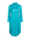 Camicettasnob Woman Midi Dress Turquoise Size 10 Viscose, Elastane In Blue