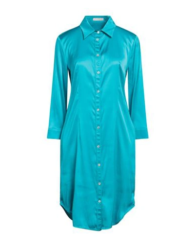 Camicettasnob Woman Midi Dress Turquoise Size 10 Viscose, Elastane In Blue