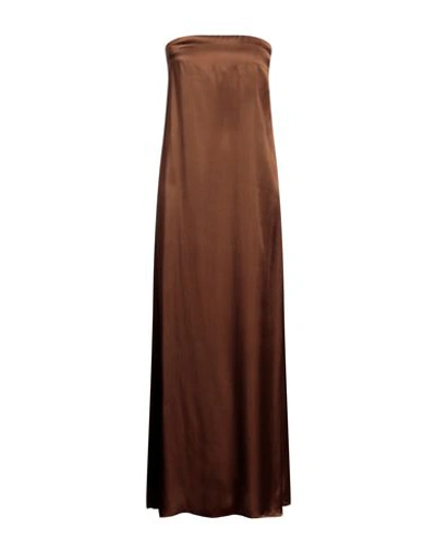 Semicouture Woman Maxi Dress Brown Size 8 Acetate, Silk