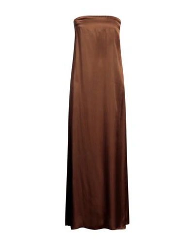 Semicouture Woman Maxi Dress Brown Size 4 Acetate, Silk