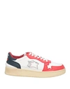 Atlantic Stars Man Sneakers Red Size 9 Soft Leather In White