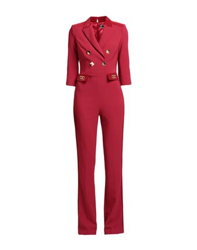 Elisabetta Franchi Woman Jumpsuit Garnet Size 6 Polyester, Elastane, Cotton In Red