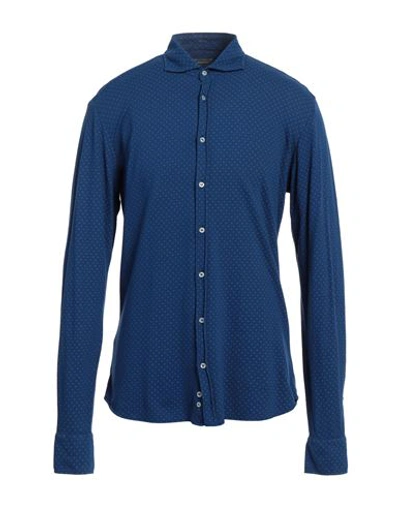 Rossopuro Man Shirt Blue Size 15 ¾ Cotton, Elastane